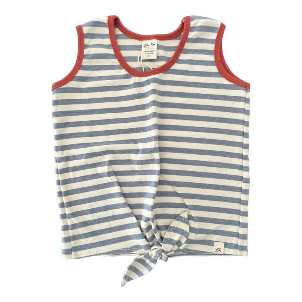 Lulu + Roo NWT 5/6 Yrs Blue and White Stripe Knot Girls Tank
